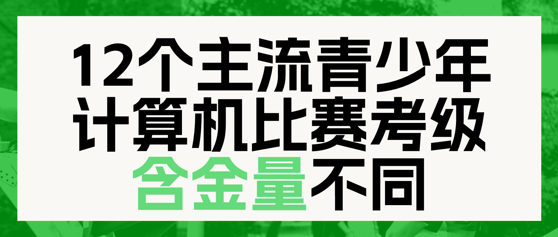 12个主流青少年计算机比赛考级，一篇讲清路径和含金量